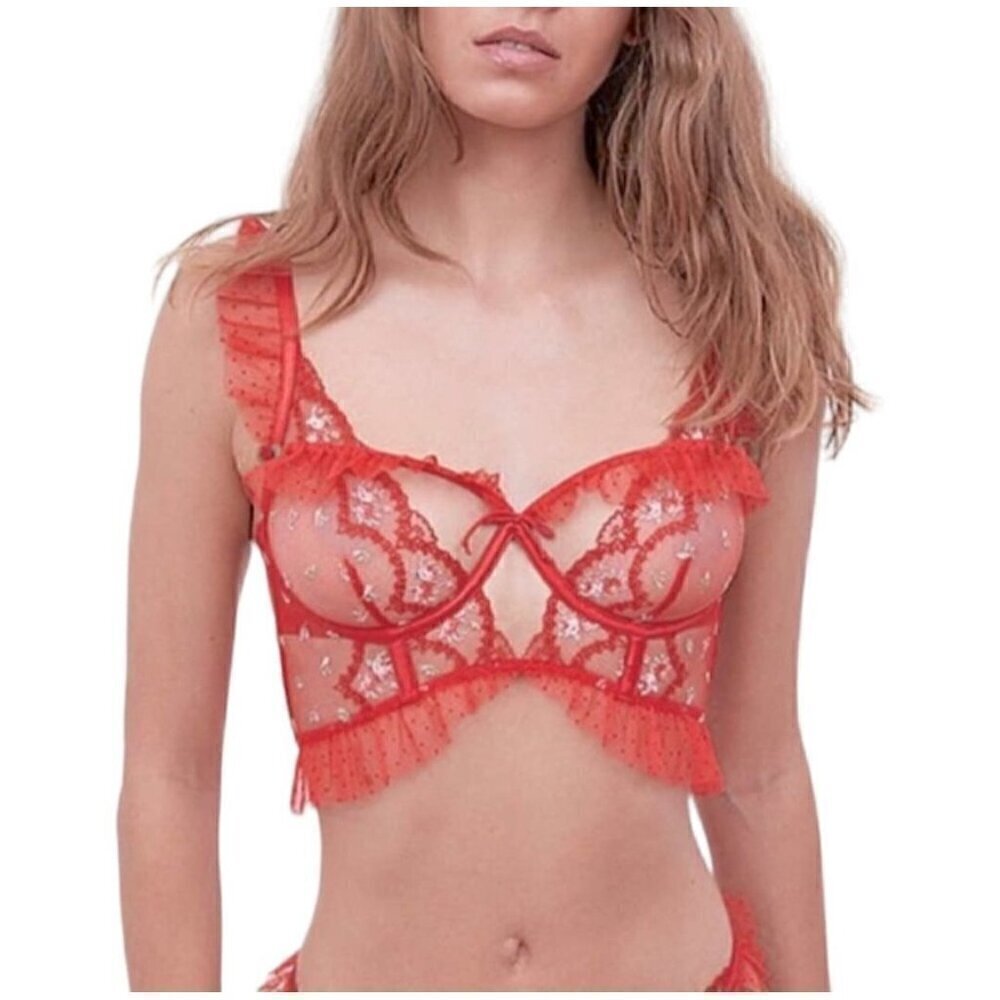 NWT For Love & Lemons Rouge Red Underwire Bustier Top - XXS